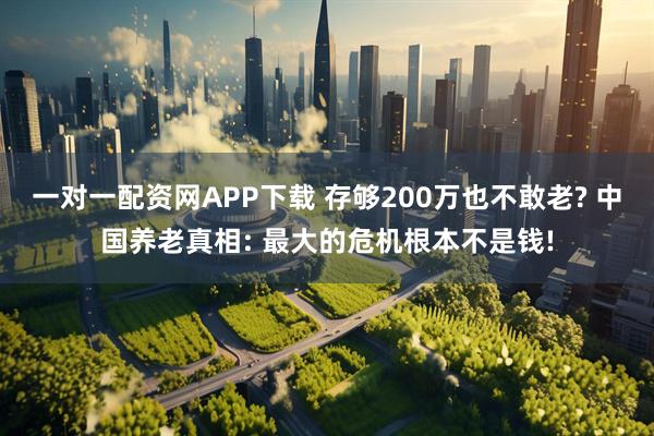 一对一配资网APP下载 存够200万也不敢老? 中国养老真相: 最大的危机根本不是钱!