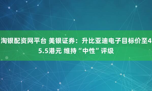 淘银配资网平台 美银证券：升比亚迪电子目标价至45.5港元 维持“中性”评级